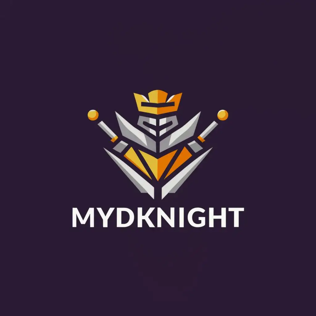 a logo design,with the text "MydKnight", main symbol:gaming, knight, crown,Minimalistic,clear background