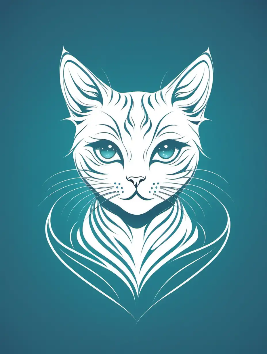 Minimalistic Cat Illustration in Vector Art Style