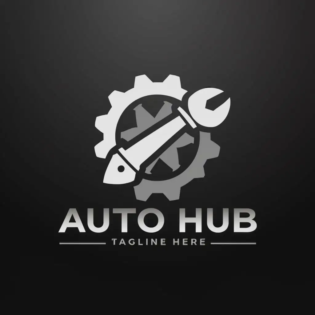 a logo design,with the text "Auto Hub", main symbol:Wrench, Gears,Moderate,be used in Automotive industry,clear background