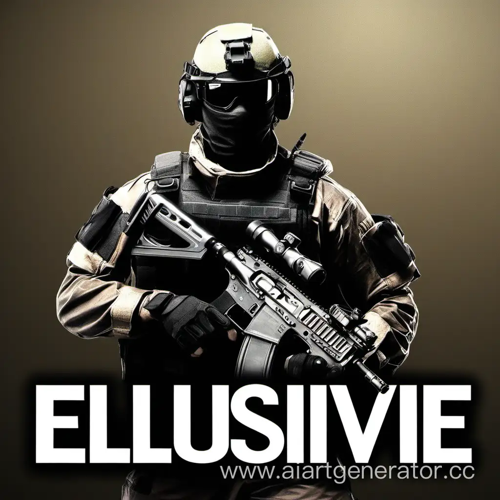 Elusive с именем Elusive, на заднем фоне counter strike