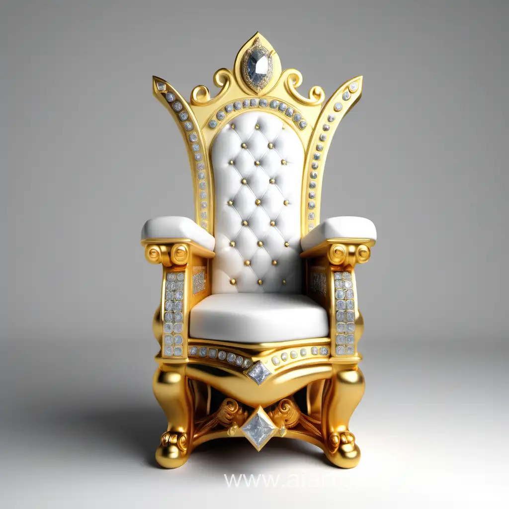 comfortable throne made of gold and decorated with diamonds