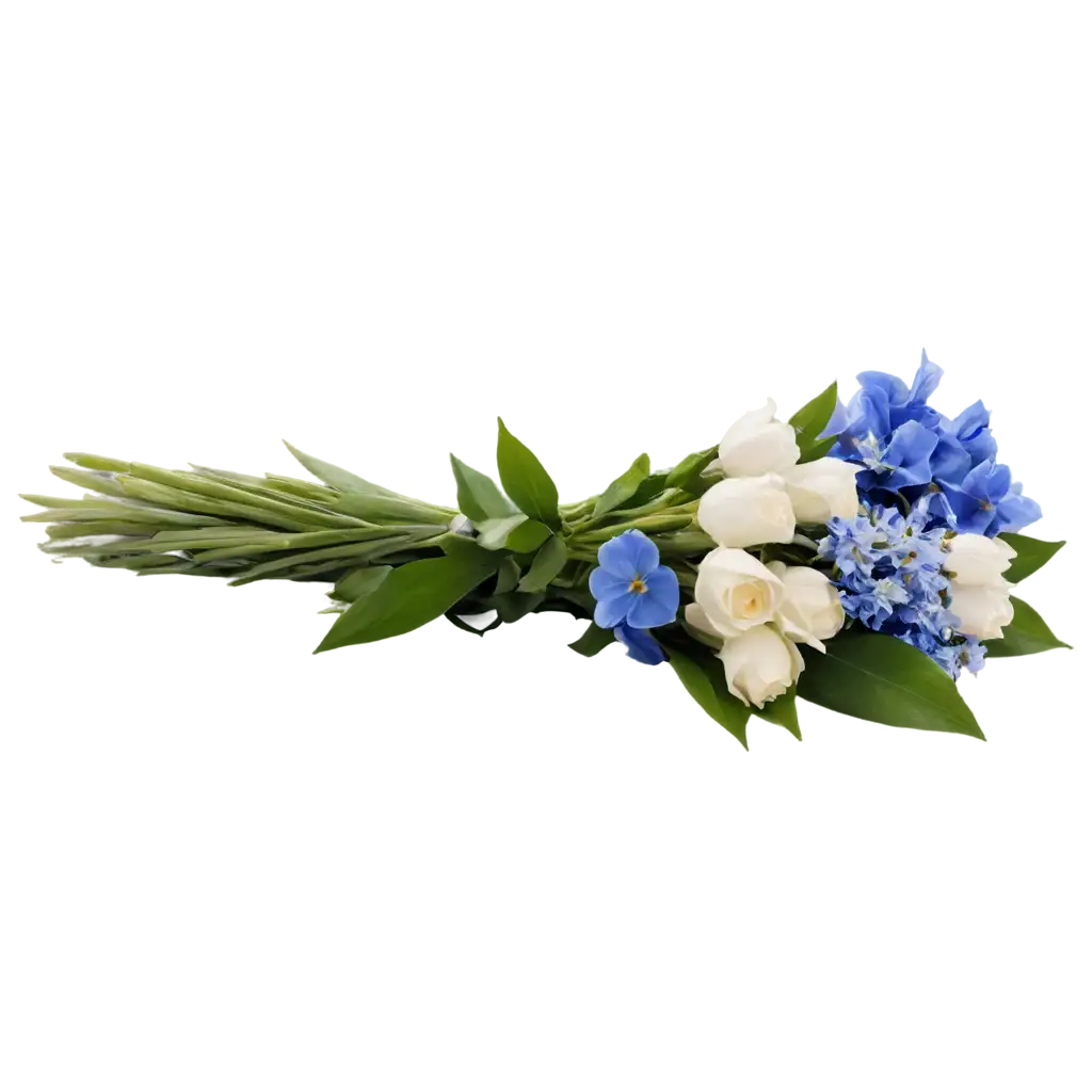 bouquet of white and blue flowers