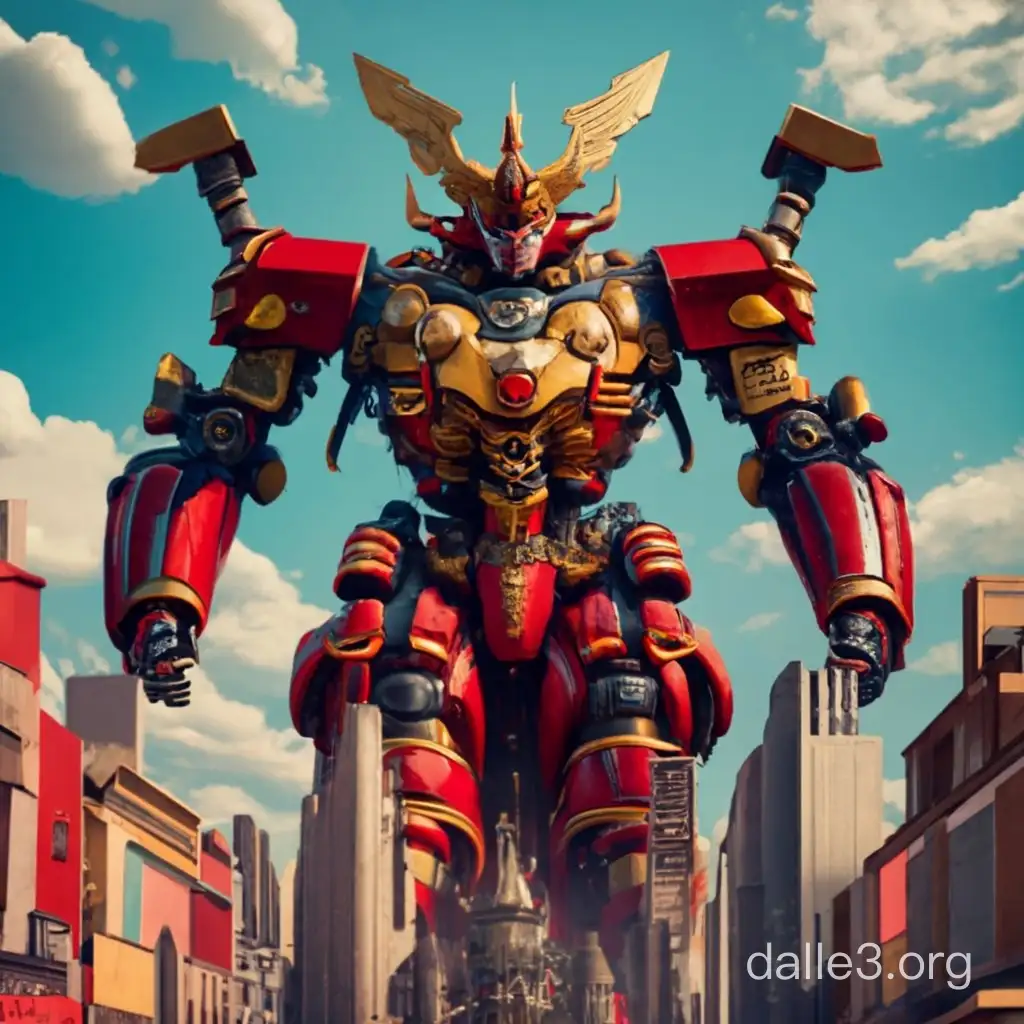 Majestic RedGold Robot Samurai with Wings | Dalle3 AI