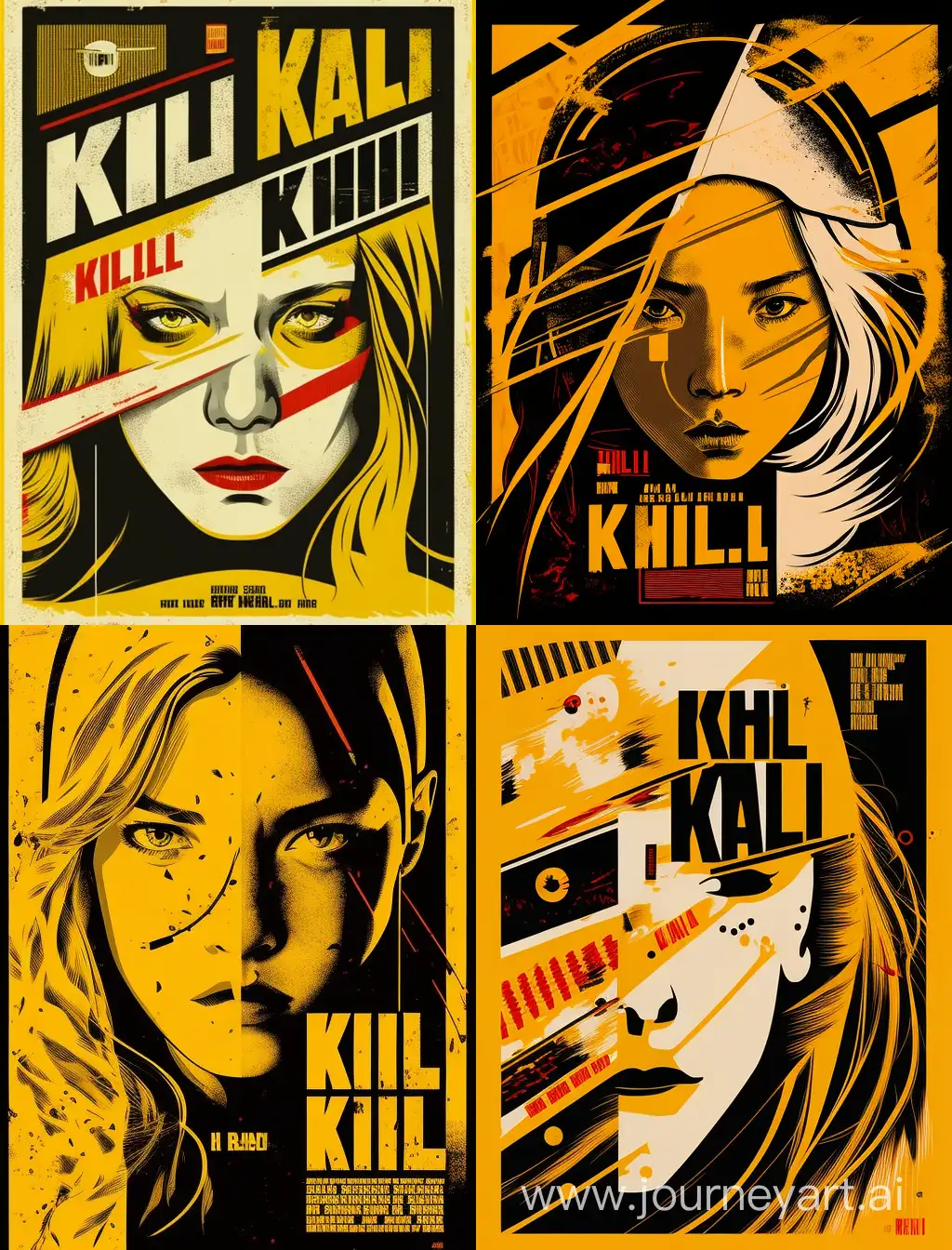 Dynamic-Kill-Bill-Inspired-Poster-with-Vivid-Colors-and-Strong-Composition