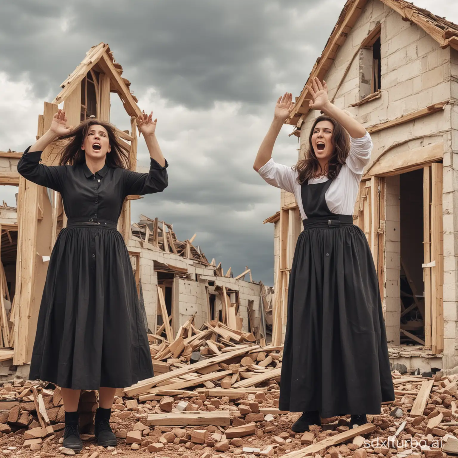the contrast of two women one wise woman building her house and another foolish woman tearing down her house with her own hands