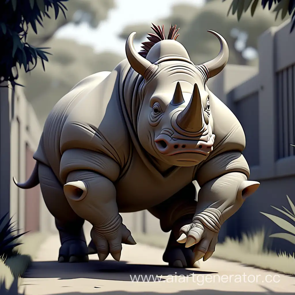 Majestic-Rhinoceros-Running-in-Wild-Savanna-Landscape