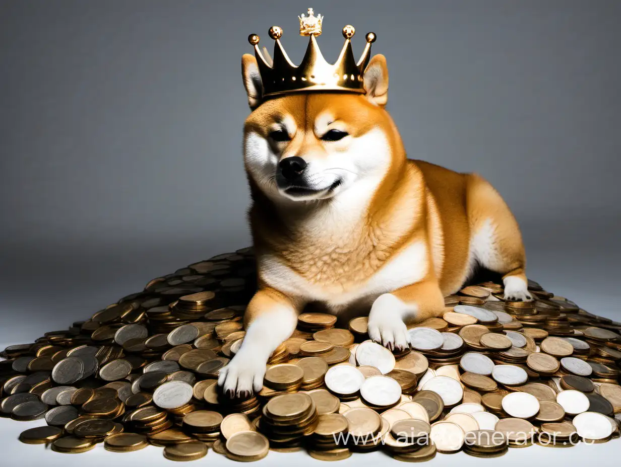 Regal-Shiba-Inu-Amidst-a-Wealth-of-Coins