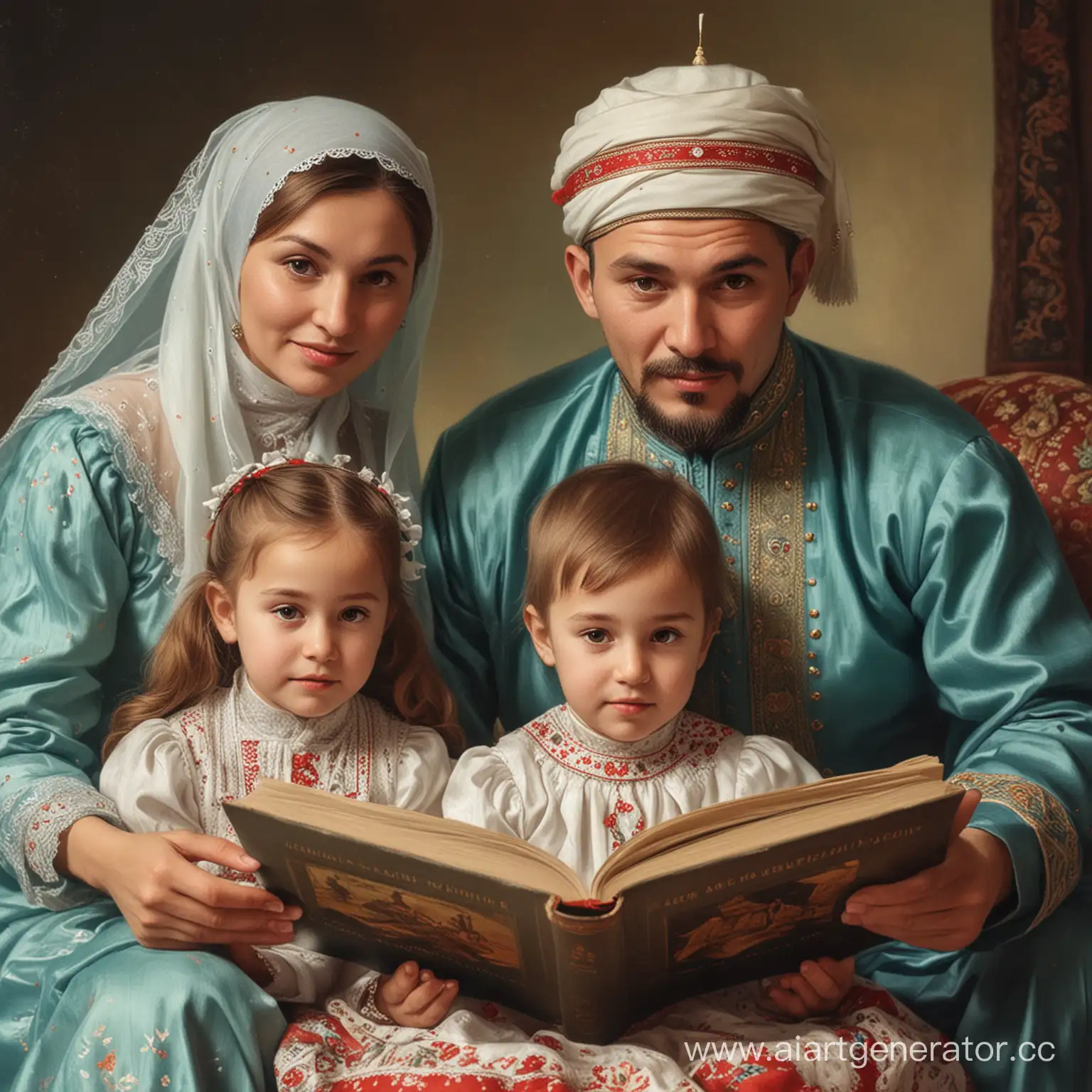 татарская семья читает книгу