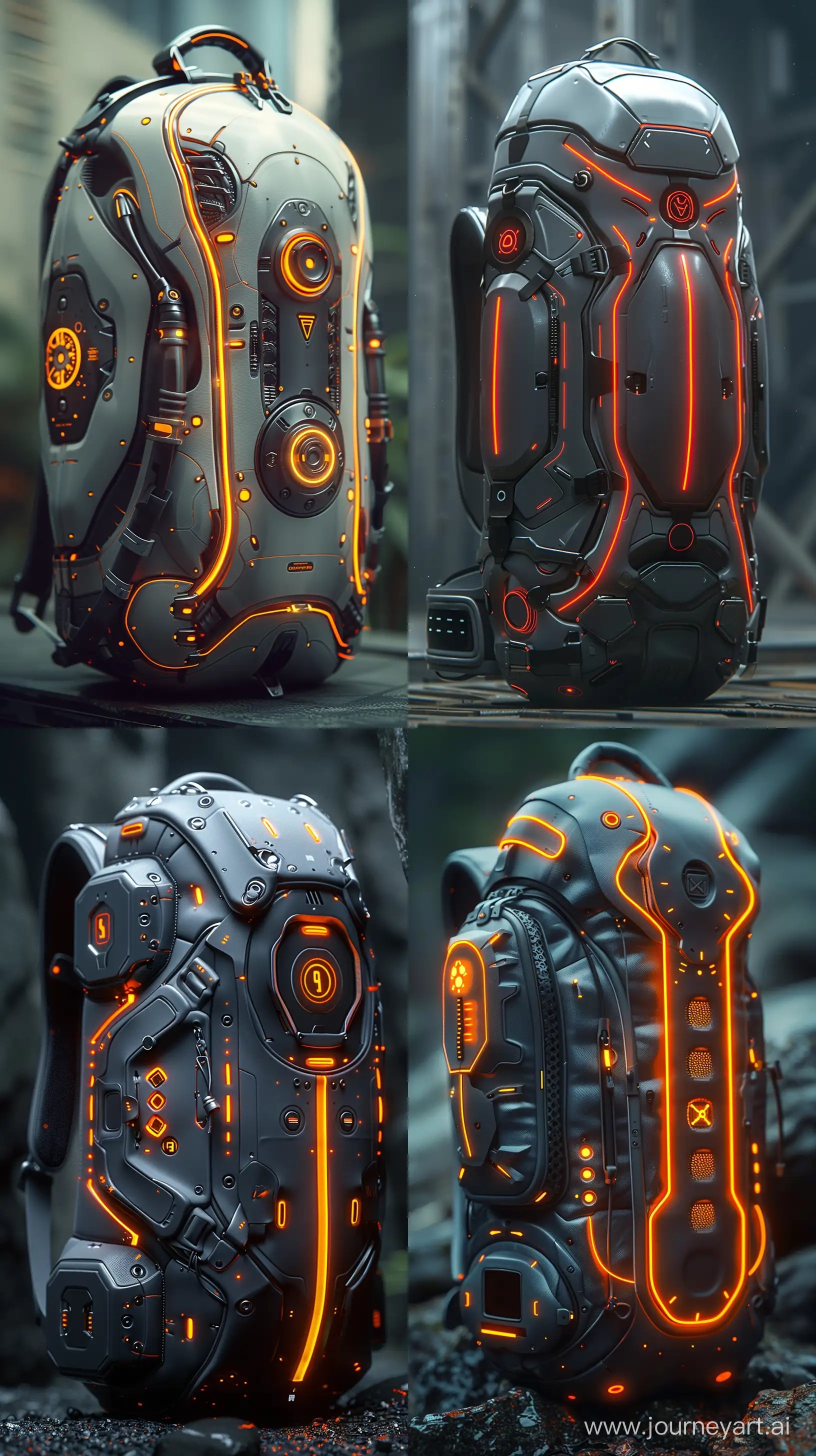 Futuristic backpack, world of high tech, 🇮🇩badge, octane render, --ar 9:16 --s 500