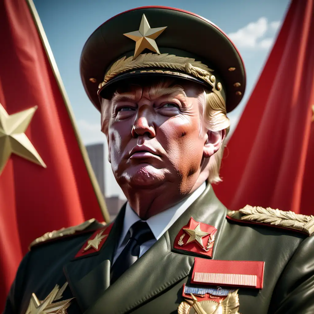 Donald Trump Portrayed as a Soviet General Political Satire Image