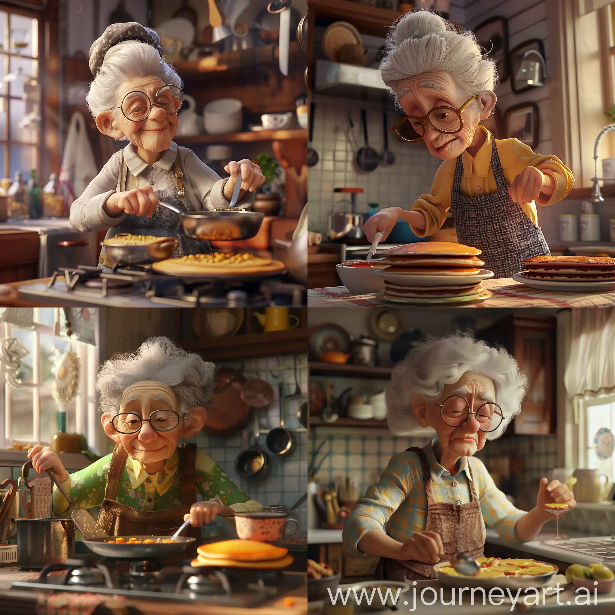 Grandma's making pancakes :: 3D animation 