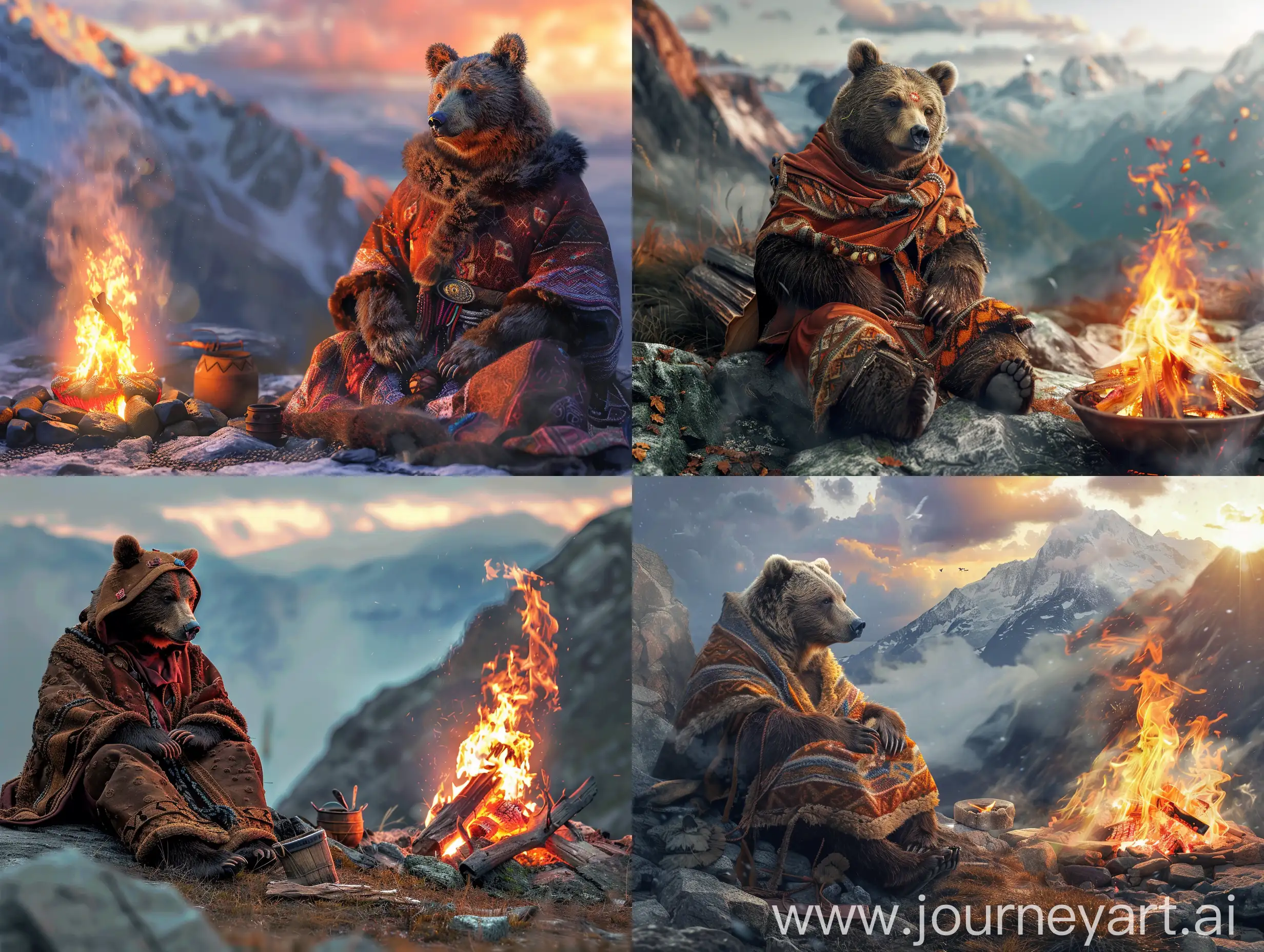Altaic-Shaman-Bear-by-Mountain-Fire-Mystical-Wilderness-Gathering