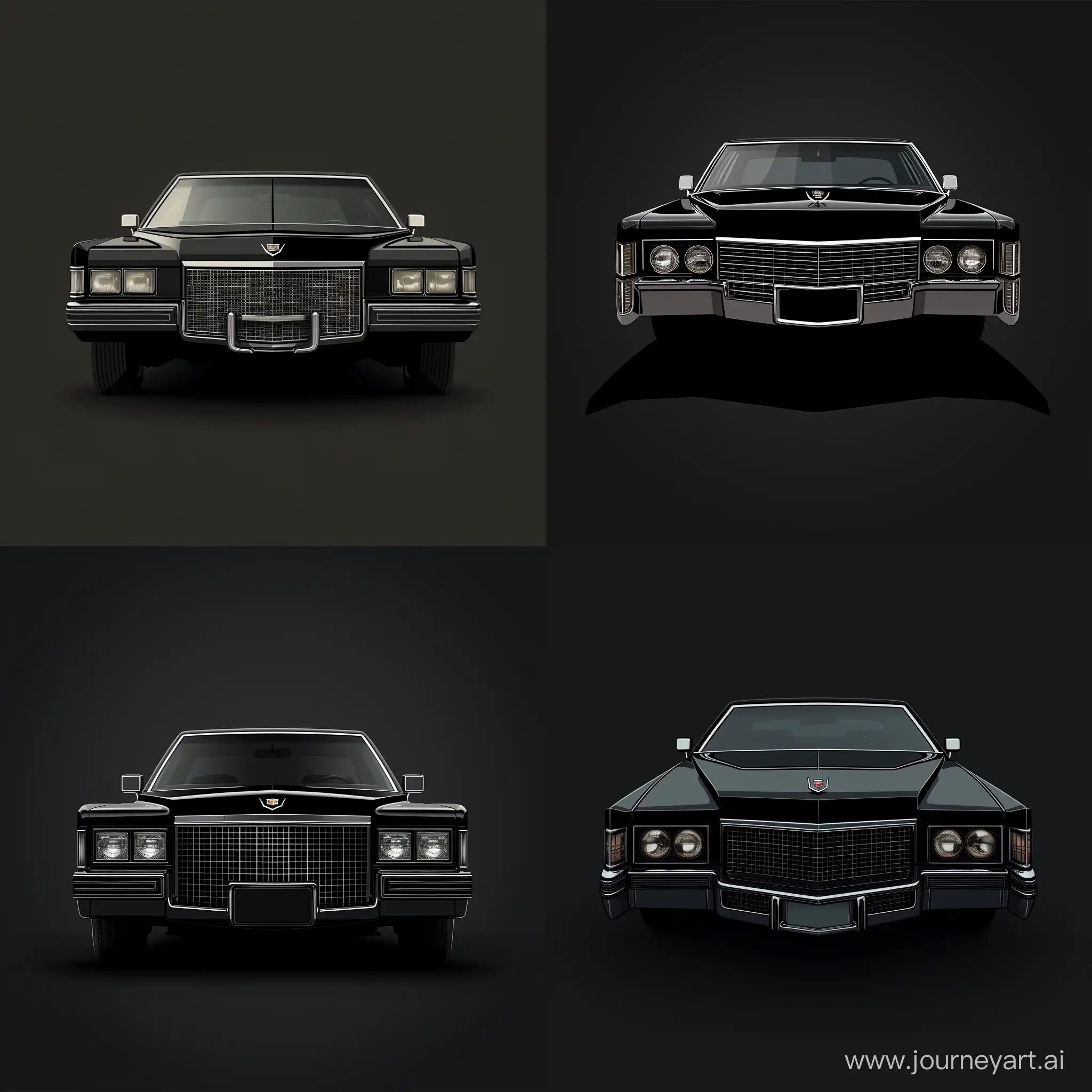 Cadillac-Fleetwood-Minimalist-2D-Illustration-Elegant-Black-Car-on-Simple-Dark-Background