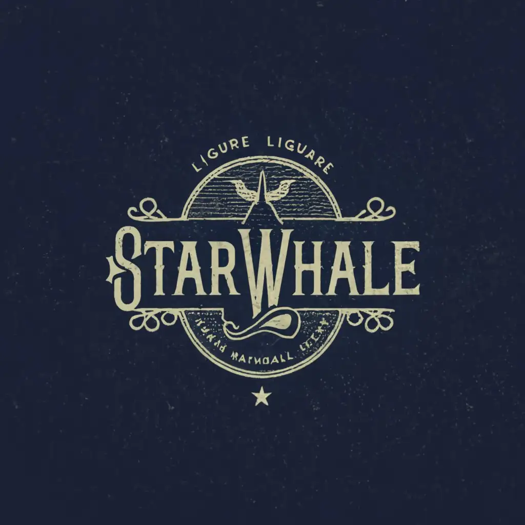 a logo design,with the text "starwhale", main symbol:FONT: starwhale make the S and last W the same larger size colors: blue, grey, white in vintage liquor branding style,Moderate,clear background