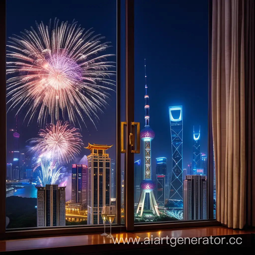 Cityscape-Celebration-Nighttime-Fireworks-in-China