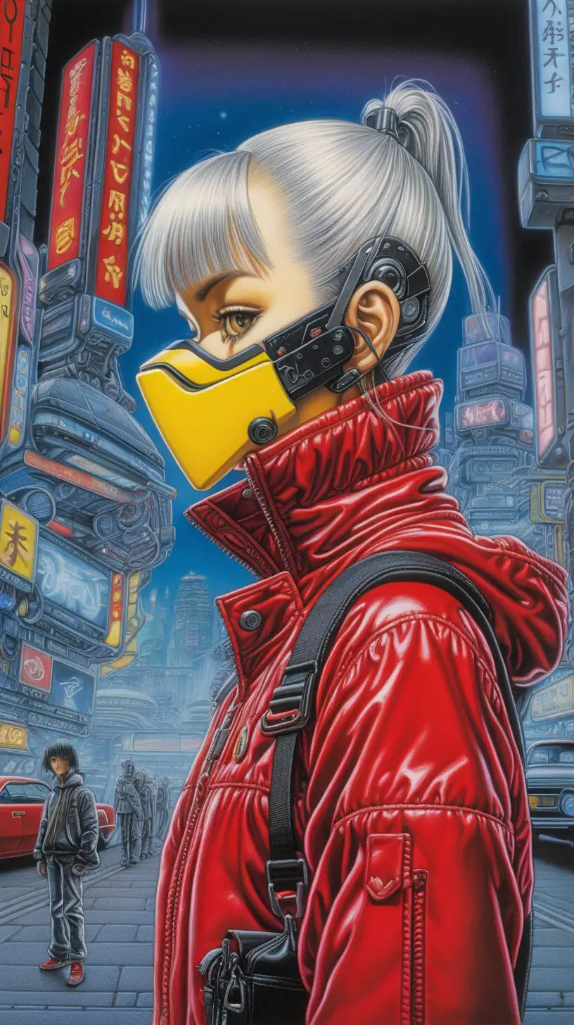 chroma, VGA, cyberpunk, art by John Kenn mortense, by hajime sorayama,  clear focus, red, yellow, friends, park, enosis, 