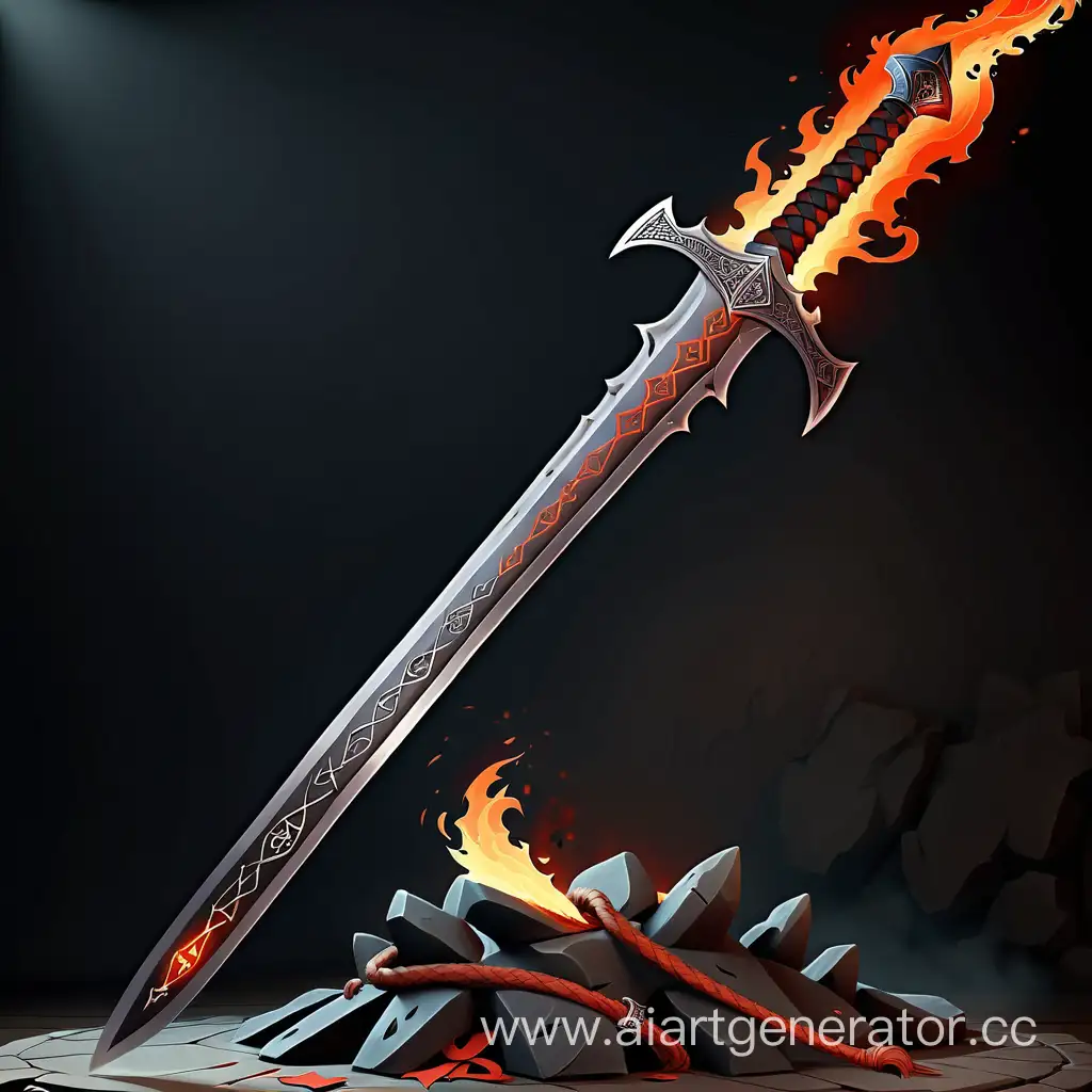 Fiery-Medieval-Sword-with-Occult-Runes