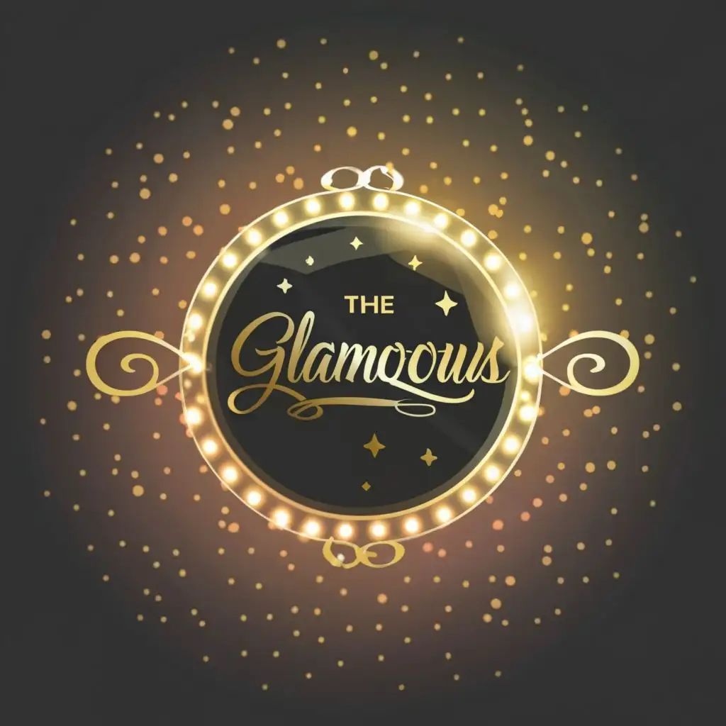 logo, beauty mirror with lights, with the text "The glamorous", typography, be used in Beauty Spa industry