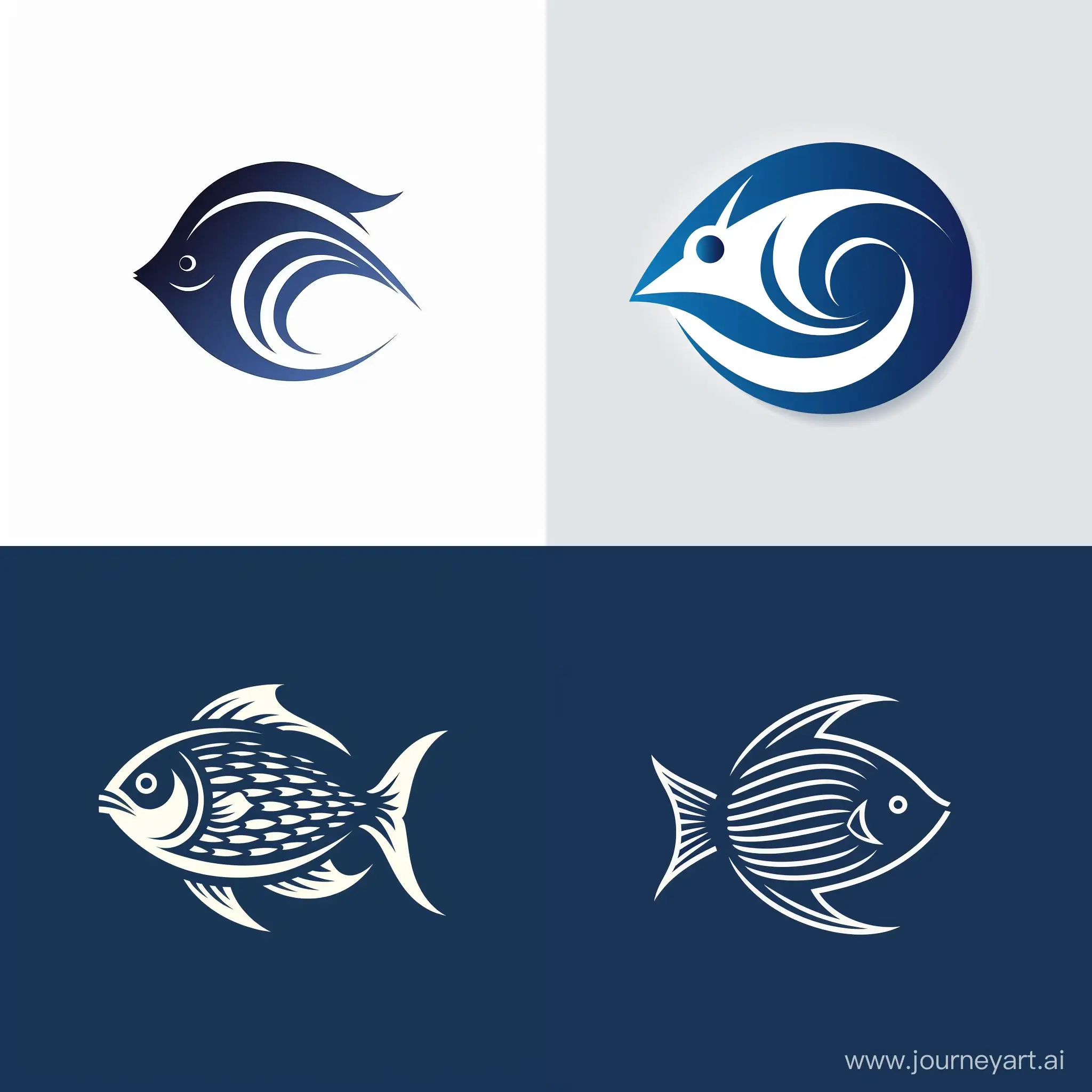 minimalistic and halftone logo of fish in vector style