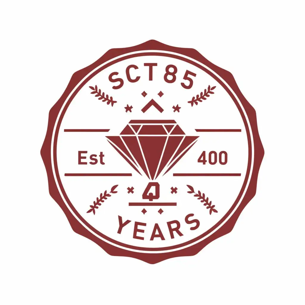 a logo design,with the text "SCT85
40 years", main symbol:Ruby,Moderate,be used in Education industry,clear background