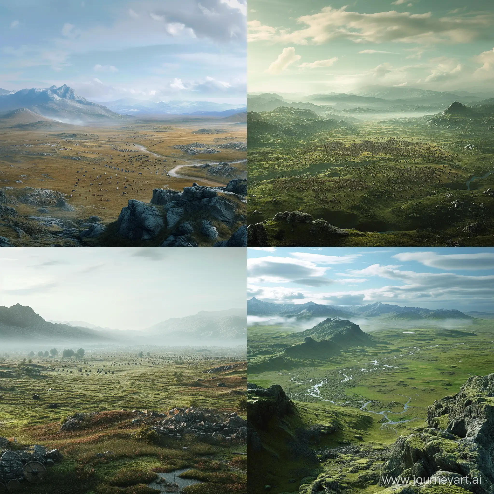 A vast landscape of a viking battlefield
