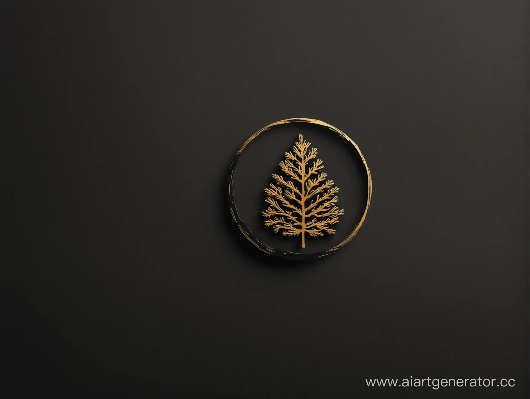 logo minimal premium,  siluet of pine, black and gold