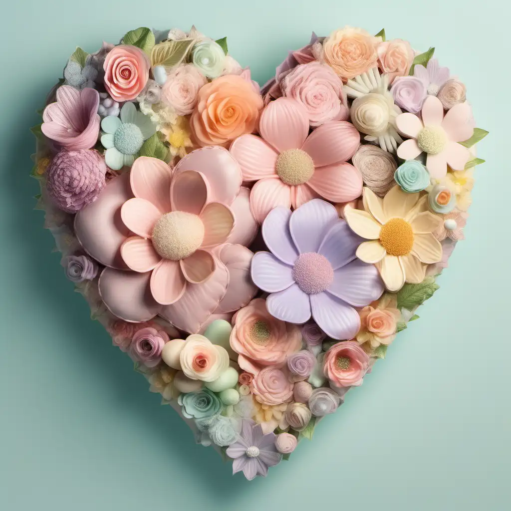 coquette, soft, pastel colors, whimsical blooming 
flower heart, incorporate a touch of vintage-inspired vibe