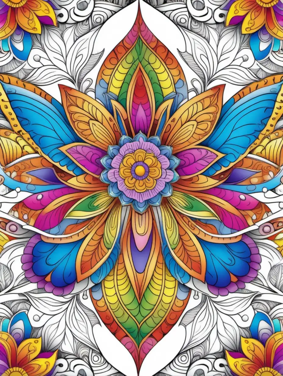 Vivid Adult Coloring Book with High Detail and No Shading