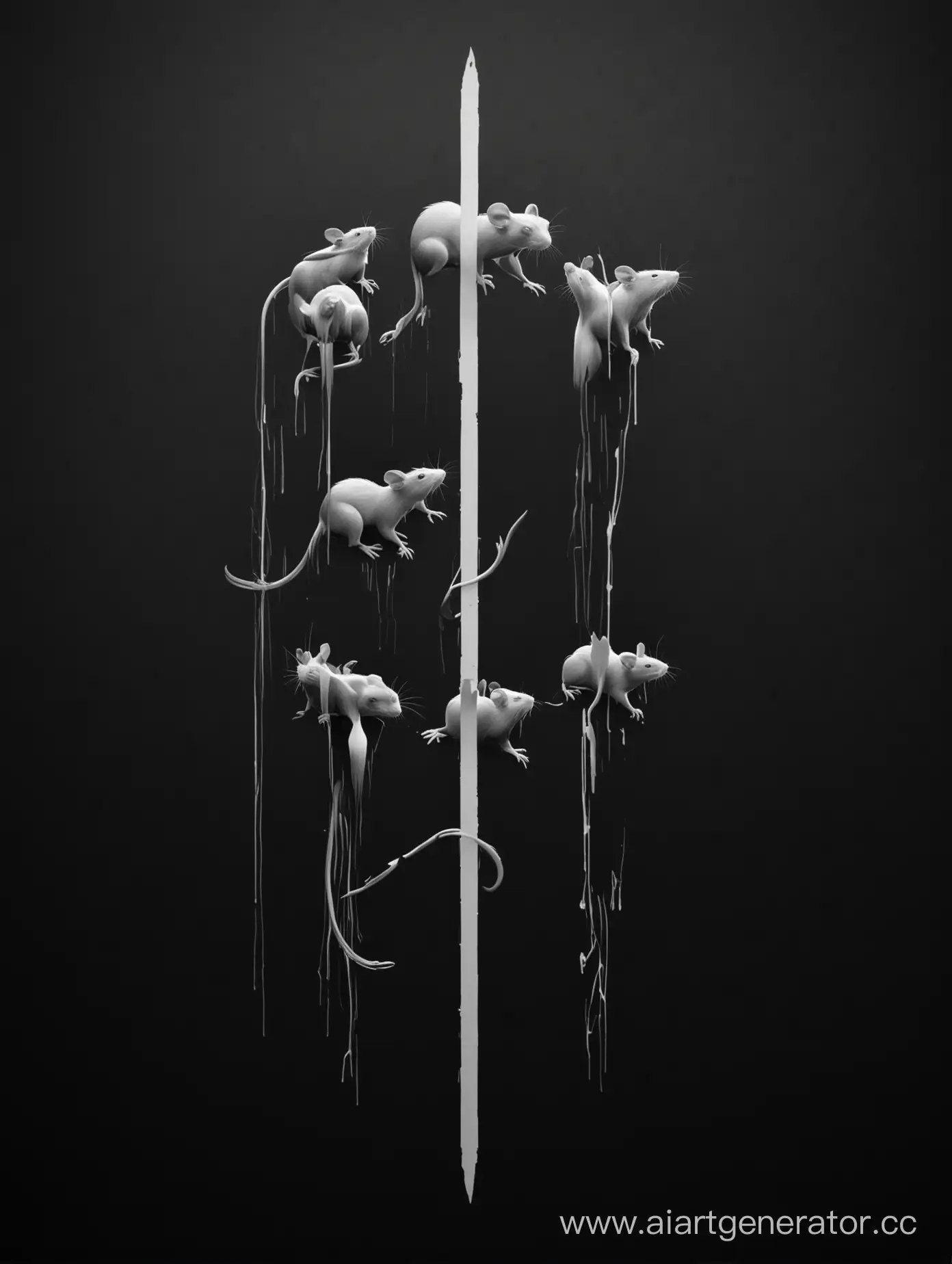 Minimalist-Silhouette-Rats-in-Totem-Style-on-Black-Background