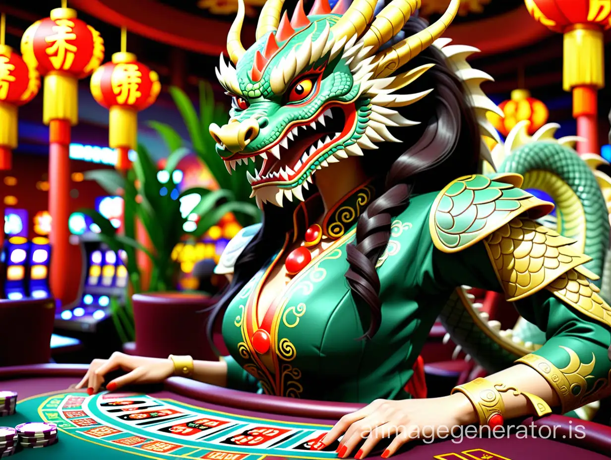 Elegant-Casino-Woman-in-Jungle-Setting-with-Chinese-Dragon