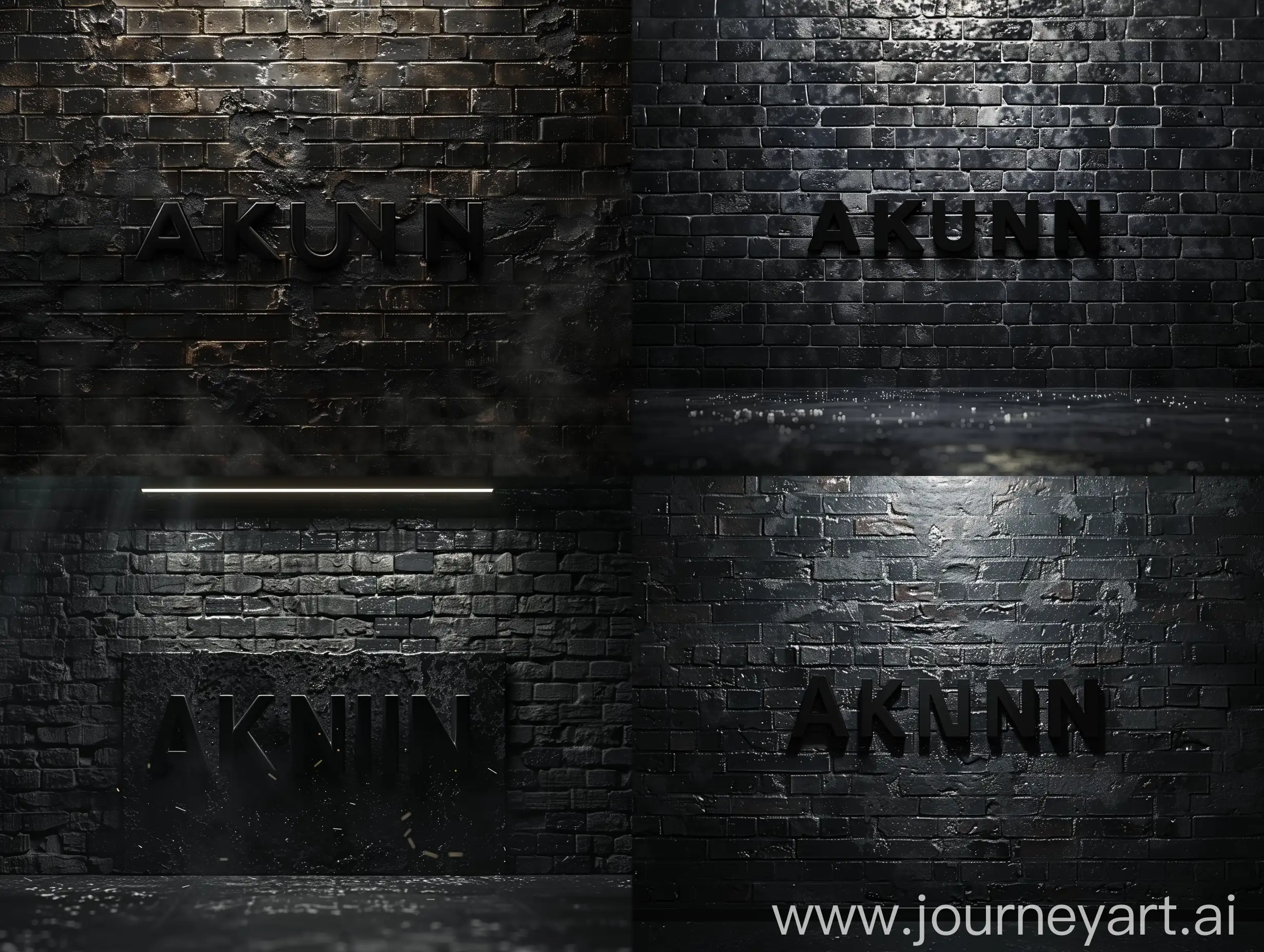 Dark-Minimalist-AKUNIN-Inscription-on-BlackGray-Brick-Wall