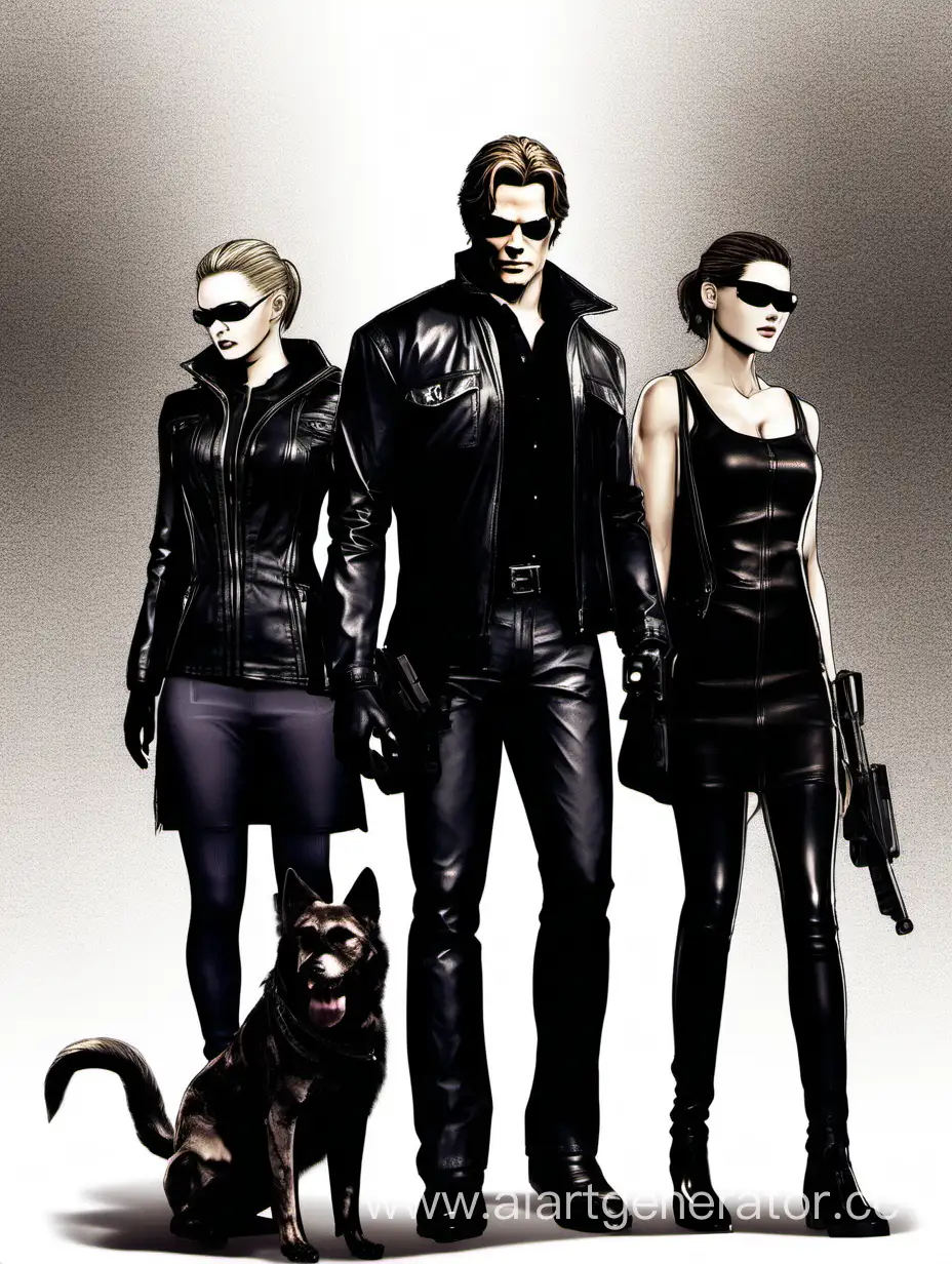 Sam-Winchester-and-Albert-Wesker-with-Women-in-Cult-Setting