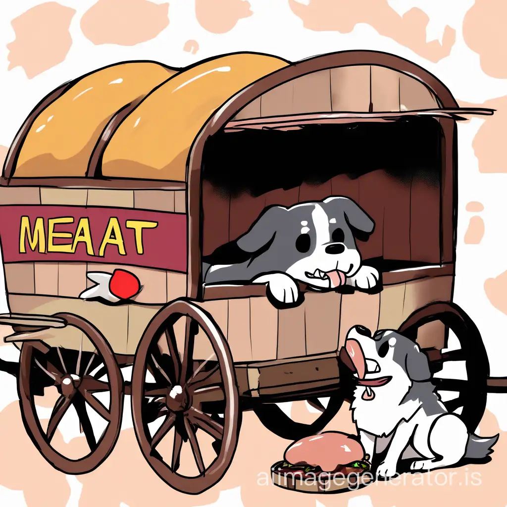 a hungry dog after a meat wagon