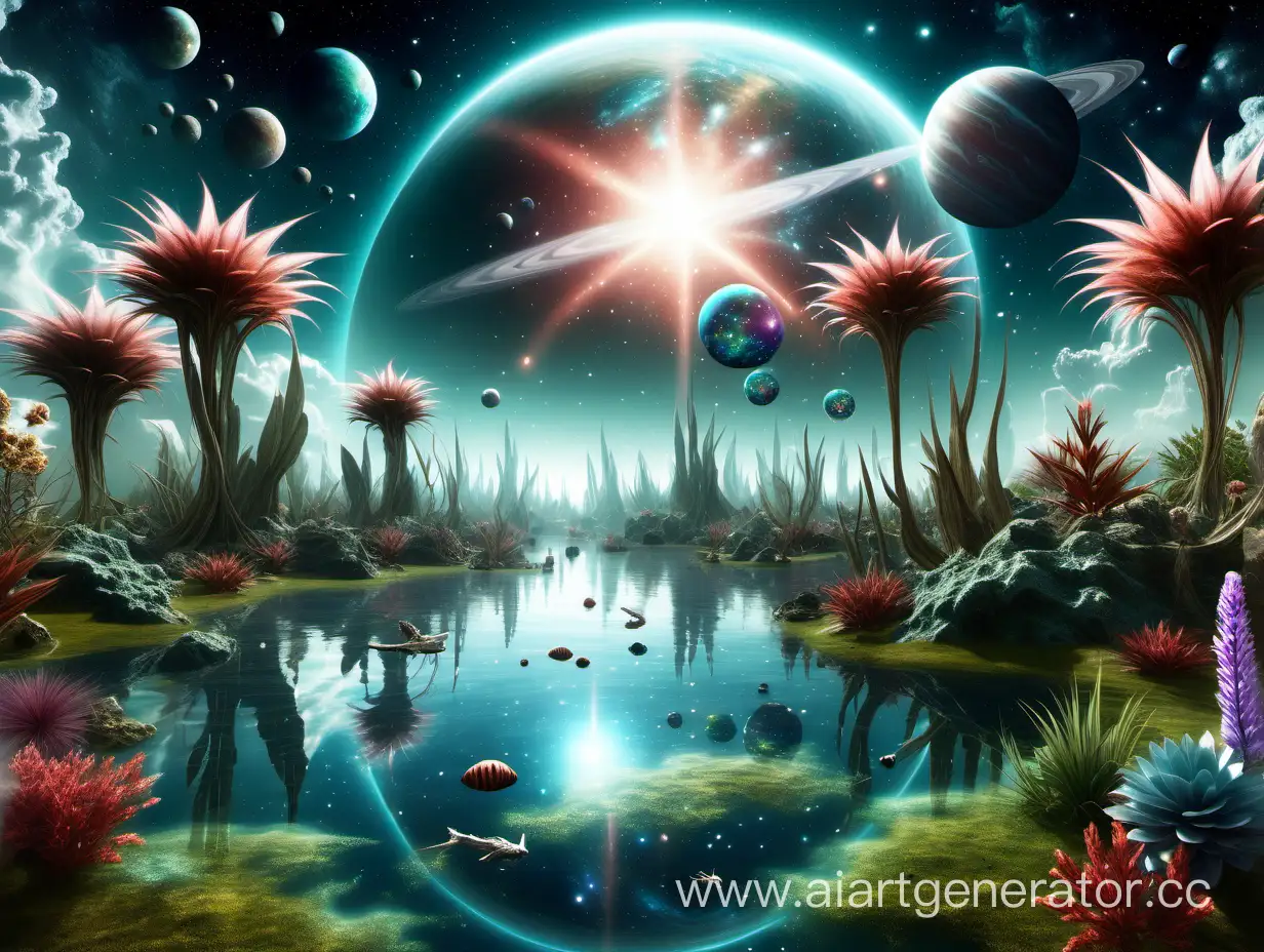 Enchanting-Paradise-Garden-on-an-Alien-World-with-Nebula-Sky