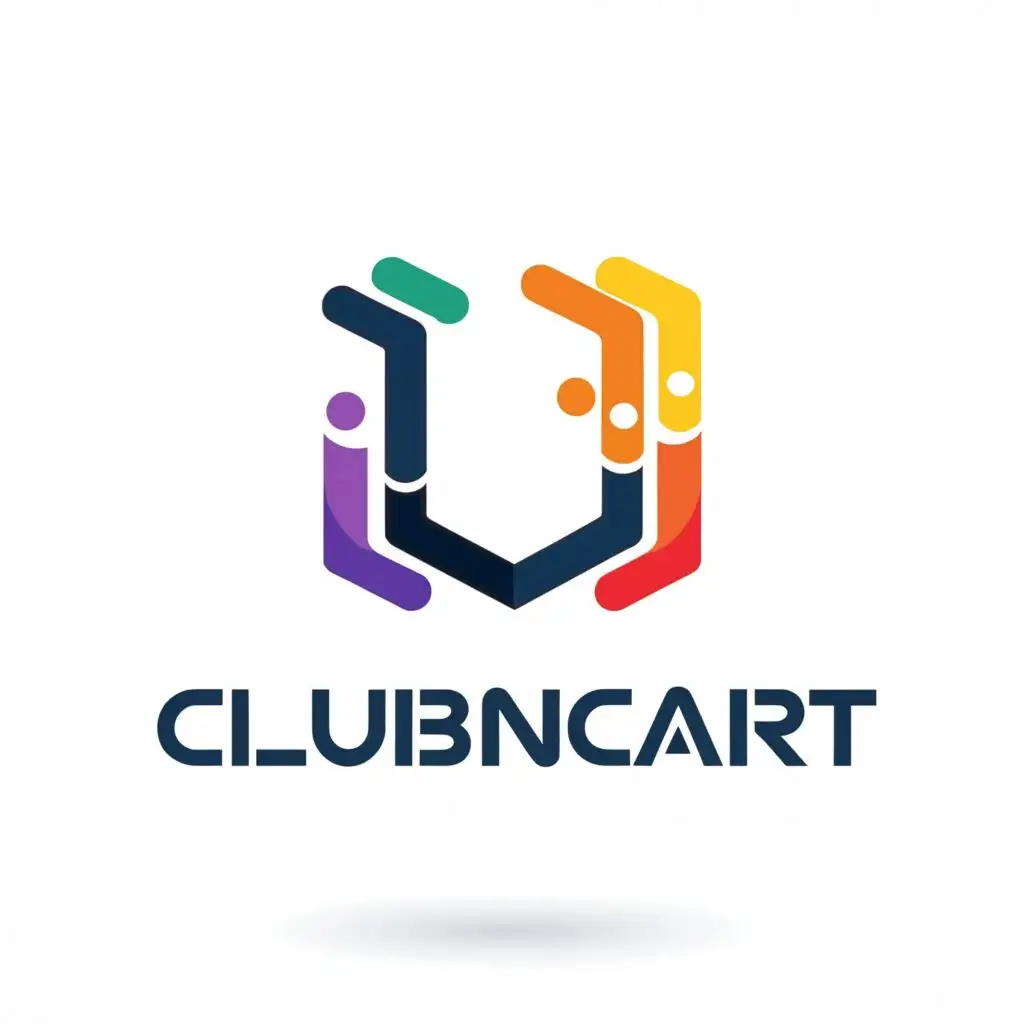 logo, letter C like meta logo, with the text "Clubncart", typography, be used in Internet industry, with human heads, make it like a shopping bag, letter c inside
