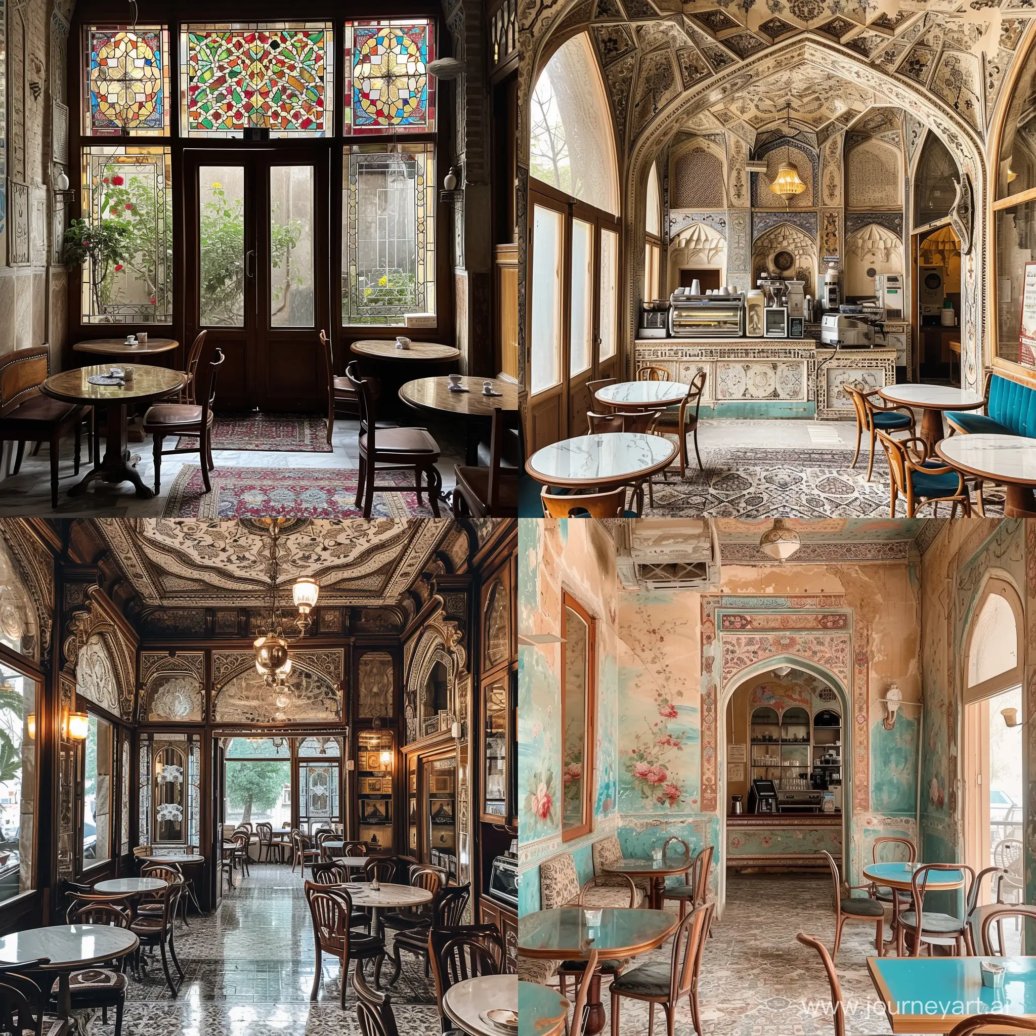 A café with Qajar-era architecture in Iran