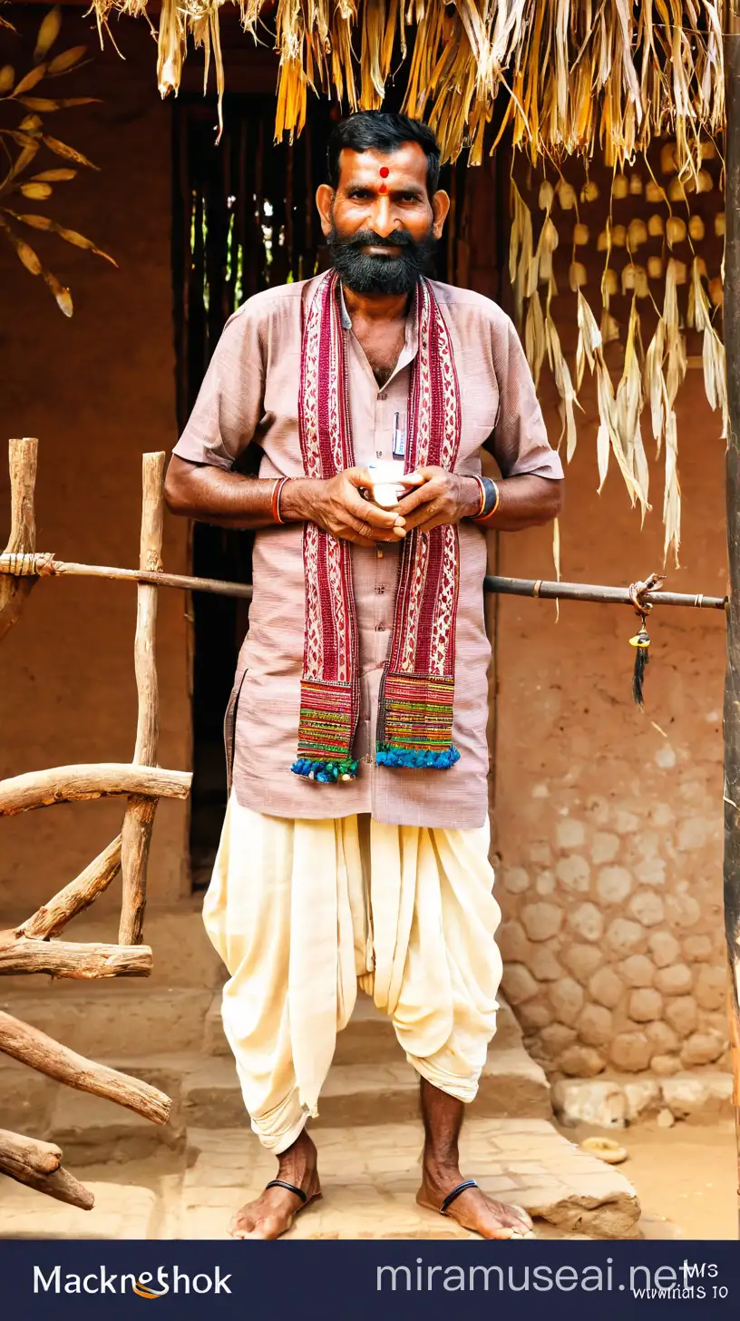 Traditional Village Man of Maharashtra Wearing Colorful Turban