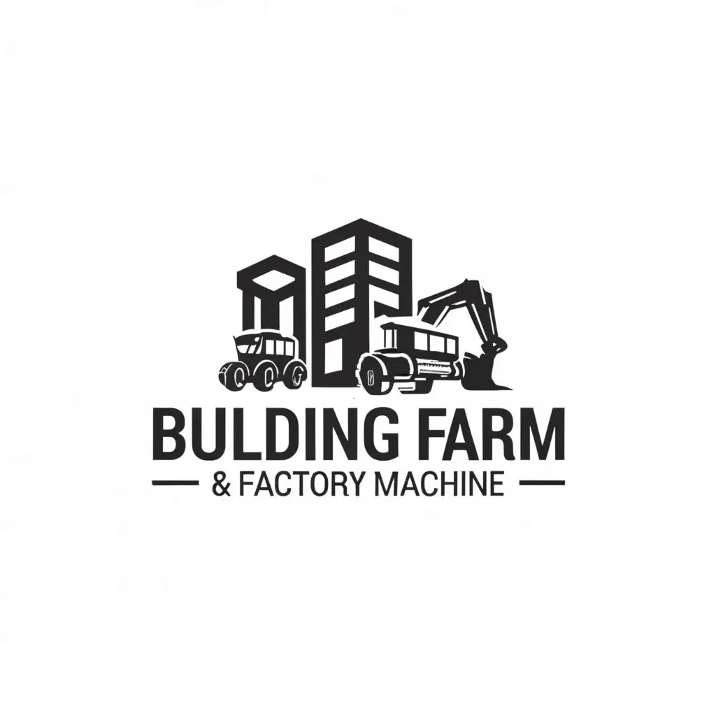 a logo design,with the text "Building Farm & Factory Machine", main symbol:building tractor laser cnc