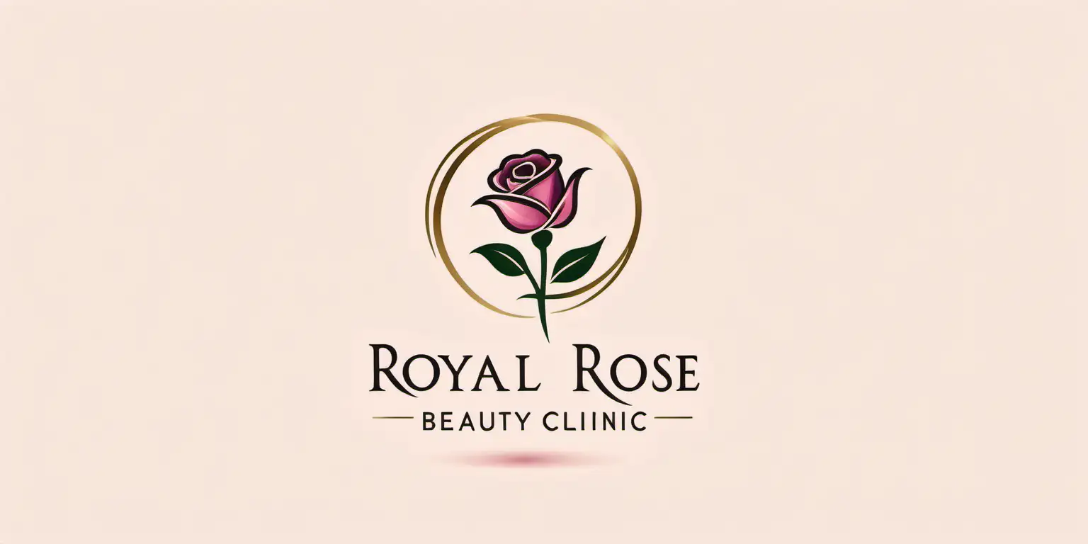 make a simple minimalist logo with rectangular a women beauty clinic called Royal Rose Beauty Clinic
with gold color and should have a small symbol of simple flat sweet pea flower in the logo