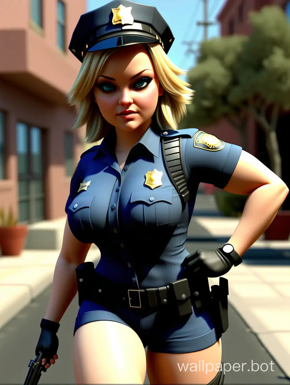 alexis texas, cop, 3d avatar, full body running