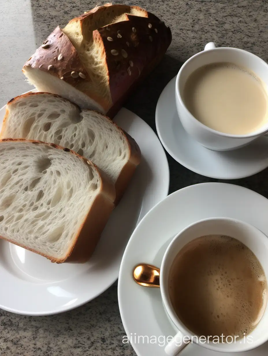 My beautiful italian breakfast bread honey milk and coffee