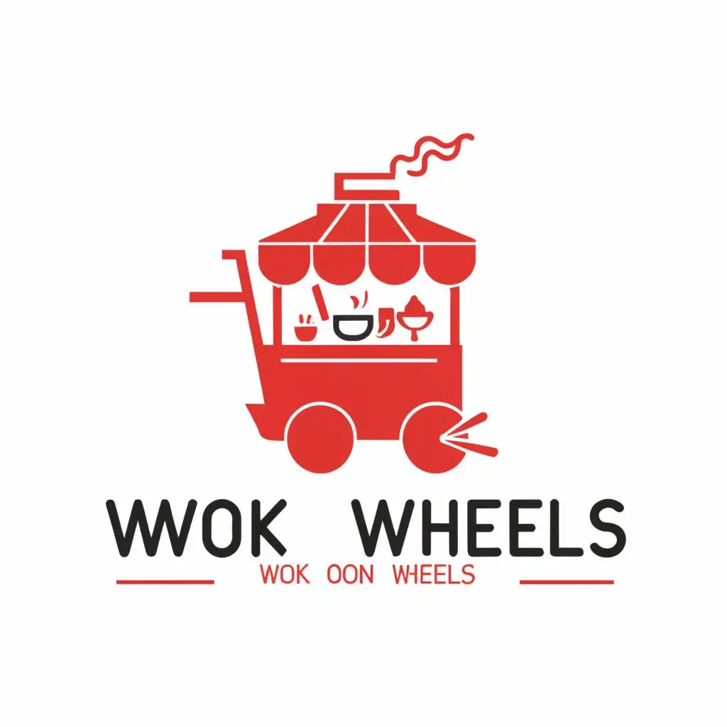 a logo design,with the text "Wok On Wheels", main symbol:Chinese food cart,Moderate,be used in Restaurant industry,clear background