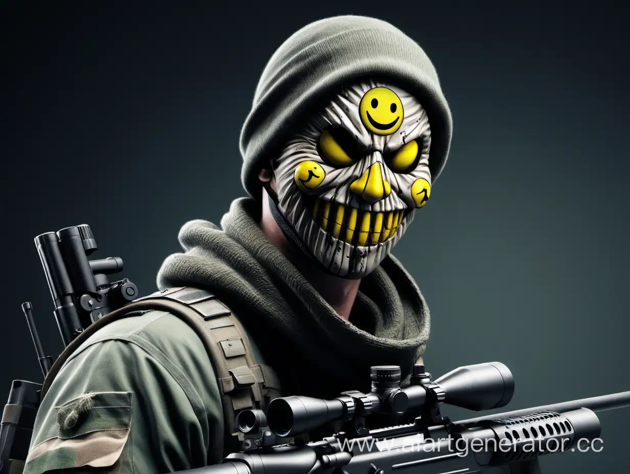 Smiley-Face-Masked-Sniper-Camouflaged-Marksman-with-a-Grinning-Twist