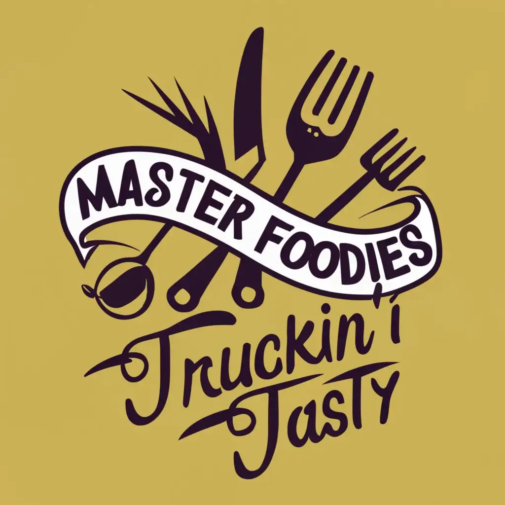 logo, Cutlery, with the text "Master Foodies and slogan Truckin' Tasty", typography, be used in Restaurant industry