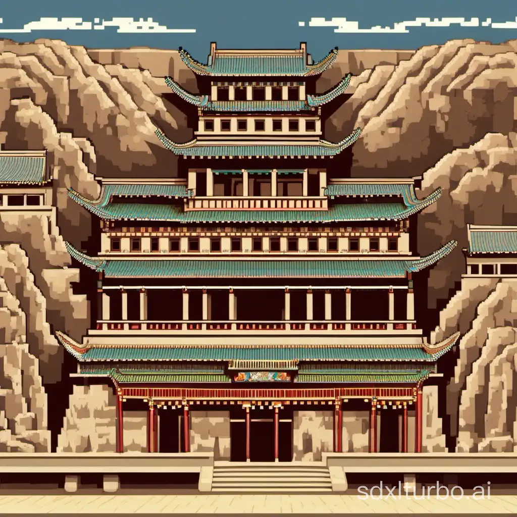 Mogao Grottoes in pixel style high quality