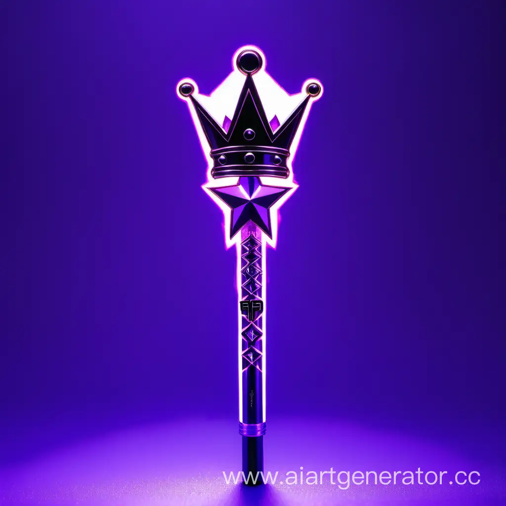Лайтстик kpop группы King of rap в форме посоха на верху которого корона в фиолетовом стиле