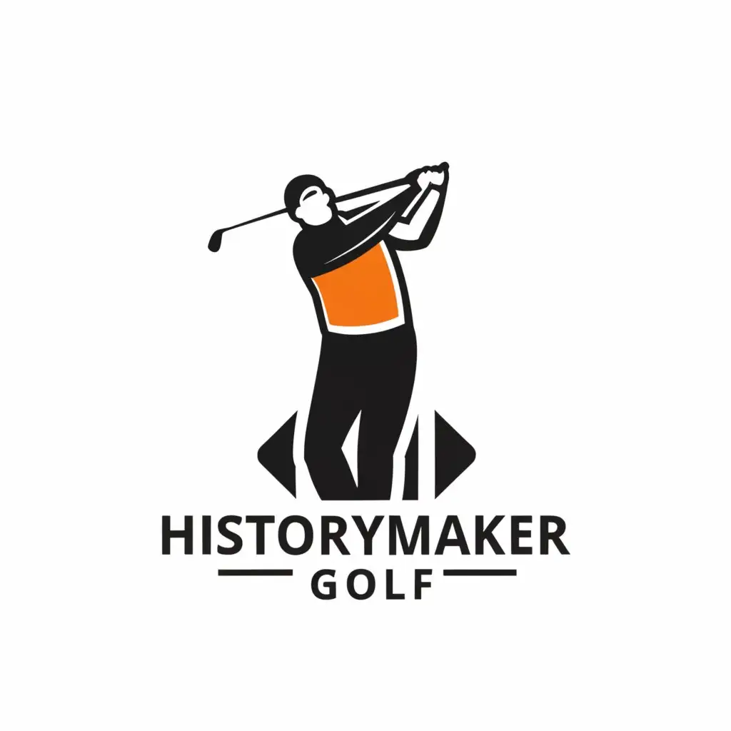 a logo design,with the text "History Maker Golf", main symbol:Golf Player swinging a club  ,Moderate,be used in Sports Fitness industry,clear background