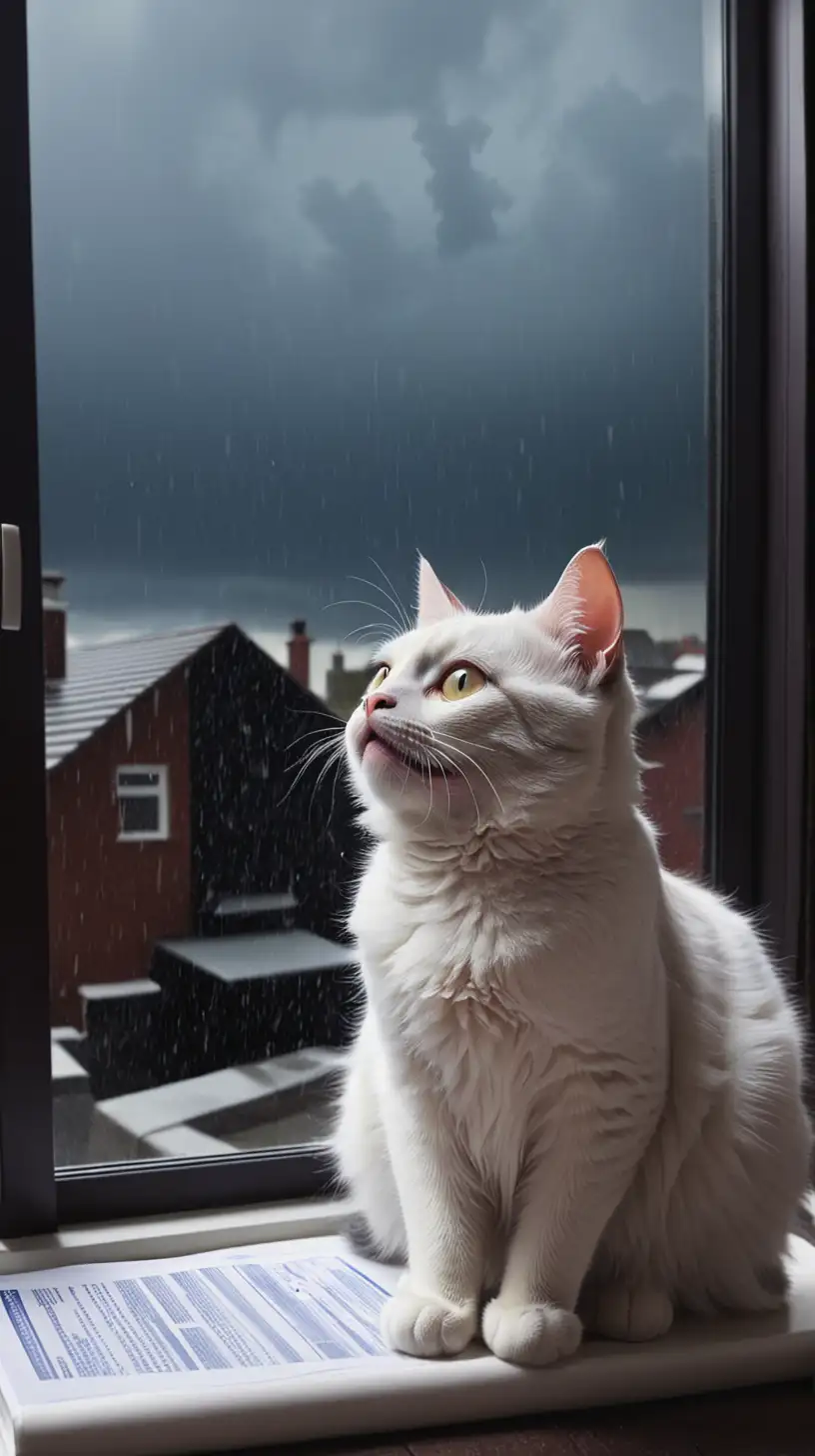 Cat Waiting Patiently for Weather Forecast Update