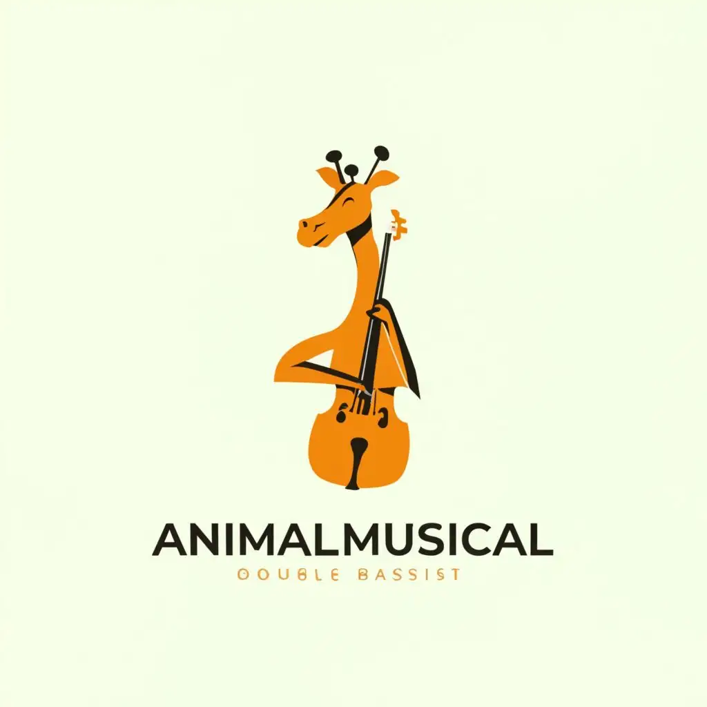 a logo design,with the text "Animal musical", main symbol:giraffe double bassist,Minimalistic,be used in Events industry,clear background