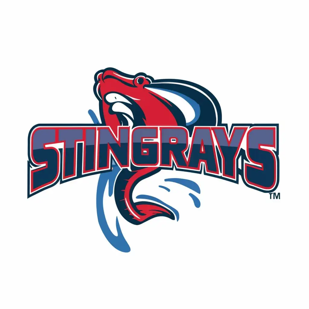 LOGO-Design-For-Stingrays-Dynamic-Stingray-Emblem-in-Red-and-Blue-for-Swimming-Team-Logo